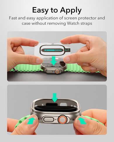 ESR for Apple Watch Ultra 2/1 Case with Screen Protector 49mm (2024/2023/2022), Military Grade Protection, Aluminum Alloy Case with 2 Pack Armorite Glass Protector Set, Stay Original, Black in Saudi Arabia