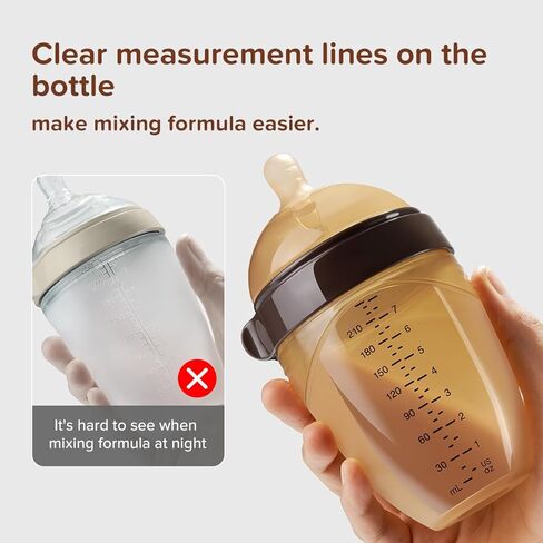 زجاجة من السيليكون الطبيعي تشبه الثدي مع حلمة (3-7 أشهر)، 8 أونصة، عبوة واحدة in Kuwait