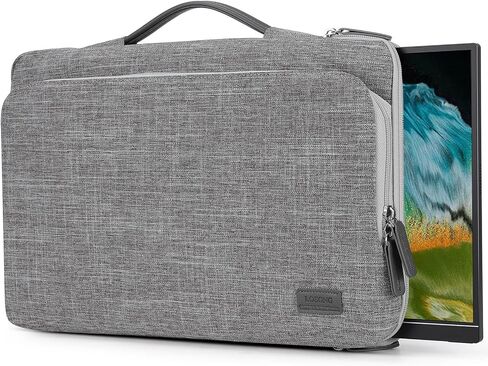 16.1/15.6 Inch Portable Monitor Case, 15.6 inch Laptop Protective Carrying Cover with PU Handle, Large Accessory Pocket and Water Resistant for Travel Monitor Bag Display Screen Sleeve, Black in Saudi Arabia