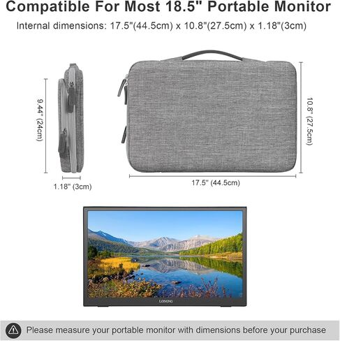 16.1/15.6 Inch Portable Monitor Case, 15.6 inch Laptop Protective Carrying Cover with PU Handle, Large Accessory Pocket and Water Resistant for Travel Monitor Bag Display Screen Sleeve, Black in Saudi Arabia