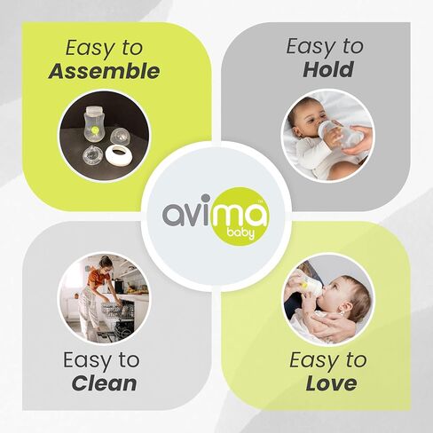 مجموعة زجاجات الرضاعة Avima Baby ذات الرقبة العريضة - مجموعة من 12 قطعة. مجموعة تغذية مضادة للمغص مع زجاجات أطفال سعة 4 أونصة و9 أونصة، وحلمات ولهايات ذات تدفق بطيء ومتوسط، خالية من مادة BPA in Kuwait