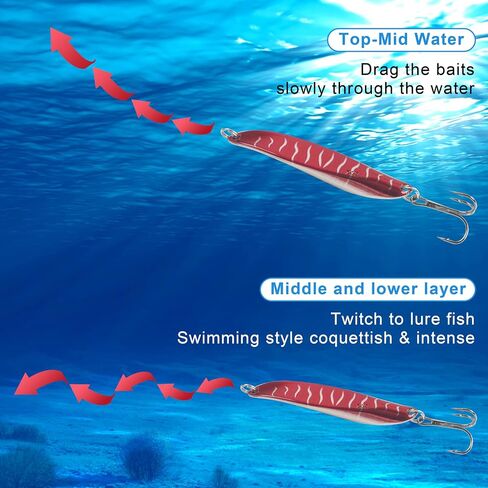 Fishing Lures 5pcs Fishing Spoons Lures Casting Spoons for Freshwater Saltwater Trout Lures for Bass, Musky, Walleye, Salmon, Pike, Crappie with Treble Hooks Tackle Box in Saudi Arabia
