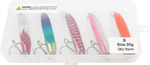 Fishing Lures 5pcs Fishing Spoons Lures Casting Spoons for Freshwater Saltwater Trout Lures for Bass, Musky, Walleye, Salmon, Pike, Crappie with Treble Hooks Tackle Box in Saudi Arabia