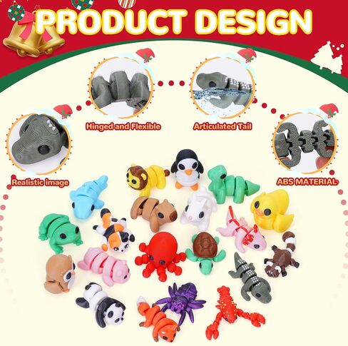 30pcs مجموعة الحيوانات المطبوعة ثلاثية الأبعاد ، 1.96in mini 3d الحيوانات المطبوعة ، التماثيل الحيوانية رائعة لعبة الحيوانات الأليفة لطيفة لطيف ، لعبة تململ مرنة لطيفة لزينة المكتب ، تفضل الحفلات in Kuwait