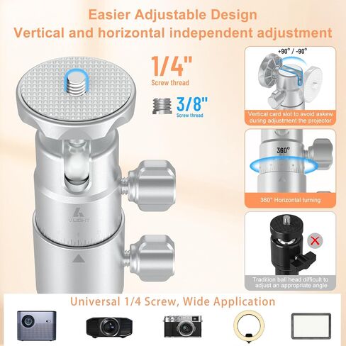 AILight Ultra Suppluster Projector Stand (19.5 "~ 47.5")-جبل الطابق الثقيل والجدول مع سعة تحميل 11 رطل | حامل ترايبود Gimbal Desk قابل للفصل متوافق مع أجهزة العرض Sony و Xgimi و Epson و Nebula in Kuwait