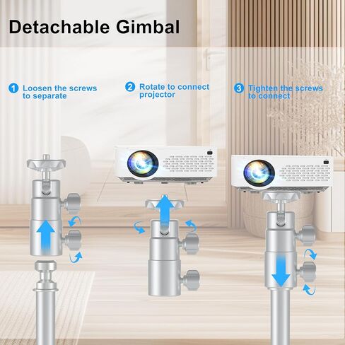 AILight Ultra Suppluster Projector Stand (19.5 "~ 47.5")-جبل الطابق الثقيل والجدول مع سعة تحميل 11 رطل | حامل ترايبود Gimbal Desk قابل للفصل متوافق مع أجهزة العرض Sony و Xgimi و Epson و Nebula in Kuwait