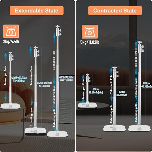 AILight Ultra Suppluster Projector Stand (19.5 "~ 47.5")-جبل الطابق الثقيل والجدول مع سعة تحميل 11 رطل | حامل ترايبود Gimbal Desk قابل للفصل متوافق مع أجهزة العرض Sony و Xgimi و Epson و Nebula in Kuwait