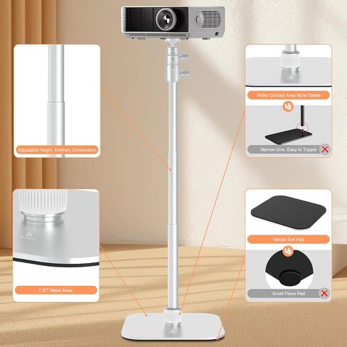 AILight Ultra Suppluster Projector Stand (19.5 "~ 47.5")-جبل الطابق الثقيل والجدول مع سعة تحميل 11 رطل | حامل ترايبود Gimbal Desk قابل للفصل متوافق مع أجهزة العرض Sony و Xgimi و Epson و Nebula in Kuwait