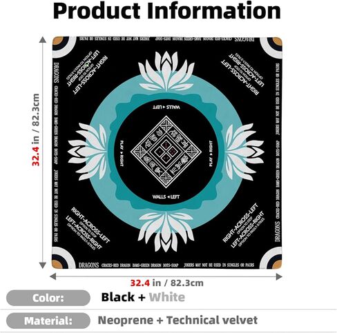 Mahjong Mat مع Tech Velvet ، قابلة للغسل الماكينة ، تقليل الضوضاء ، مضاد للانزلاق ، وملمس خالي من التجعد ، اللمسة الناعمة ، قاعدة اللعبة ، مع حقيبة حمل: 32.4 بوصة حصيرة للبوكر واللوحة والبلاط والدومينو (الأخضر) in Kuwait