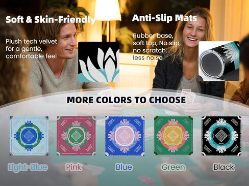 Mahjong Mat مع Tech Velvet ، قابلة للغسل الماكينة ، تقليل الضوضاء ، مضاد للانزلاق ، وملمس خالي من التجعد ، اللمسة الناعمة ، قاعدة اللعبة ، مع حقيبة حمل: 32.4 بوصة حصيرة للبوكر واللوحة والبلاط والدومينو (الأخضر) in Kuwait