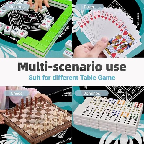 Mahjong Mat مع Tech Velvet ، قابلة للغسل الماكينة ، تقليل الضوضاء ، مضاد للانزلاق ، وملمس خالي من التجعد ، اللمسة الناعمة ، قاعدة اللعبة ، مع حقيبة حمل: 32.4 بوصة حصيرة للبوكر واللوحة والبلاط والدومينو (الأخضر) in Kuwait