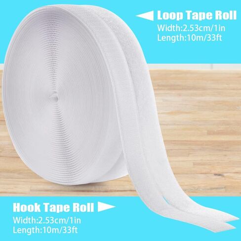 2 Inch x 16.5 Feet Sew on Hook and Loop Strips, Interlocking Tape for Fabric, Sew on Fastener Strips for Sewing Crafts, Clothing, DIY Projects, Non Adhesive Hook and Loop Tape, White in Kuwait