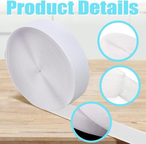 2 Inch x 16.5 Feet Sew on Hook and Loop Strips, Interlocking Tape for Fabric, Sew on Fastener Strips for Sewing Crafts, Clothing, DIY Projects, Non Adhesive Hook and Loop Tape, White in Kuwait