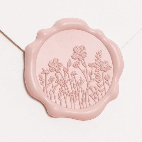 UNIQOOO Wax Seal Stickers - Baby‘s Breath Wedding Invitation Envelope Seal Stickers, Botanical 50 Pcs Self- Adhesive Antique Gold Stickers, Perfect for Invitation, Gift Wrapping, Crafts (Blush Pink) in Kuwait