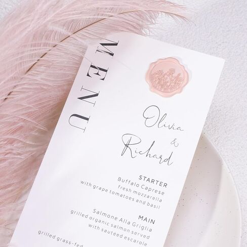 UNIQOOO Wax Seal Stickers - Baby‘s Breath Wedding Invitation Envelope Seal Stickers, Botanical 50 Pcs Self- Adhesive Antique Gold Stickers, Perfect for Invitation, Gift Wrapping, Crafts (Blush Pink) in Kuwait