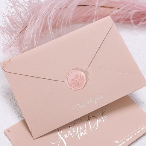 UNIQOOO Wax Seal Stickers - Baby‘s Breath Wedding Invitation Envelope Seal Stickers, Botanical 50 Pcs Self- Adhesive Antique Gold Stickers, Perfect for Invitation, Gift Wrapping, Crafts (Blush Pink) in Kuwait