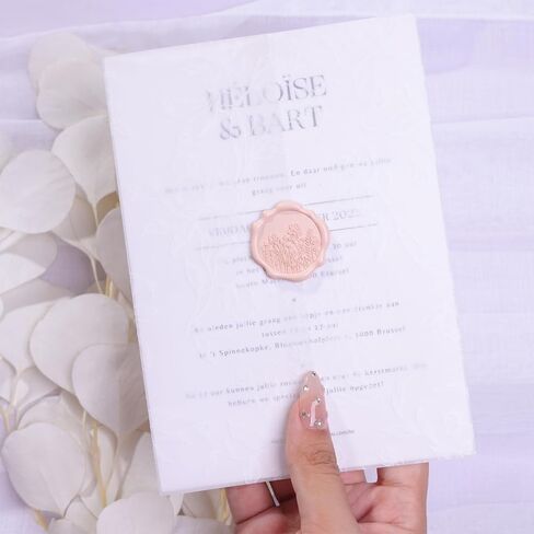 UNIQOOO Wax Seal Stickers - Baby‘s Breath Wedding Invitation Envelope Seal Stickers, Botanical 50 Pcs Self- Adhesive Antique Gold Stickers, Perfect for Invitation, Gift Wrapping, Crafts (Blush Pink) in Kuwait