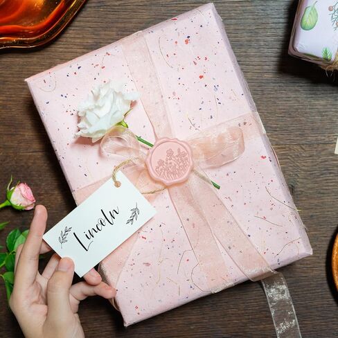 UNIQOOO Wax Seal Stickers - Baby‘s Breath Wedding Invitation Envelope Seal Stickers, Botanical 50 Pcs Self- Adhesive Antique Gold Stickers, Perfect for Invitation, Gift Wrapping, Crafts (Blush Pink) in Kuwait