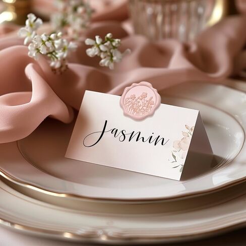 UNIQOOO Wax Seal Stickers - Baby‘s Breath Wedding Invitation Envelope Seal Stickers, Botanical 50 Pcs Self- Adhesive Antique Gold Stickers, Perfect for Invitation, Gift Wrapping, Crafts (Blush Pink) in Kuwait