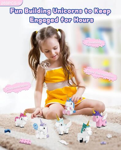 مجموعة ألعاب البناء يونيكورن ، 6 ألعاب يونيكورن لطيفة متوافقة مع مجموعات LEGO ، تفضل حفلات Unicorn للأطفال Goodie Bags Gift for Girls Boys 6 7 8 9 10 in Kuwait