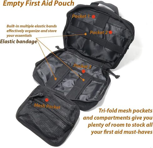 Tactical Molle First Aid Pouch for Duty Belt, Vest IFAK Rip-away EMT First Aid Pouches Tactical Molle Medical Kit Pouch for Travel, Hiking, Hunting Black in Kuwait