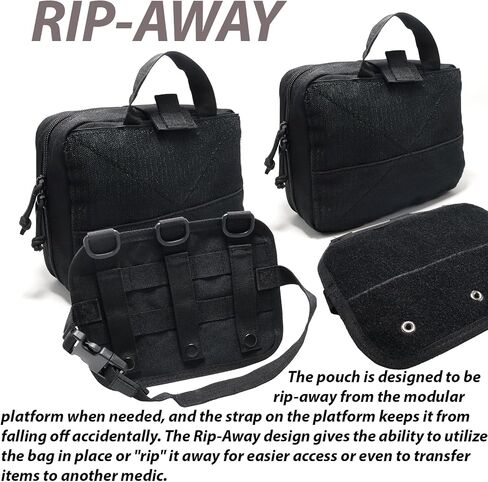 Tactical Molle First Aid Pouch for Duty Belt, Vest IFAK Rip-away EMT First Aid Pouches Tactical Molle Medical Kit Pouch for Travel, Hiking, Hunting Black in Kuwait