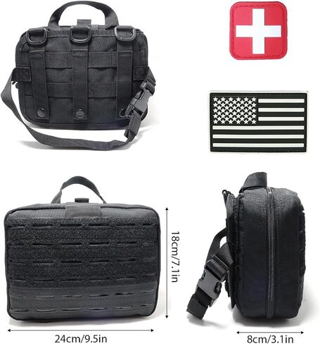 Tactical Molle First Aid Pouch for Duty Belt, Vest IFAK Rip-away EMT First Aid Pouches Tactical Molle Medical Kit Pouch for Travel, Hiking, Hunting Black in Kuwait