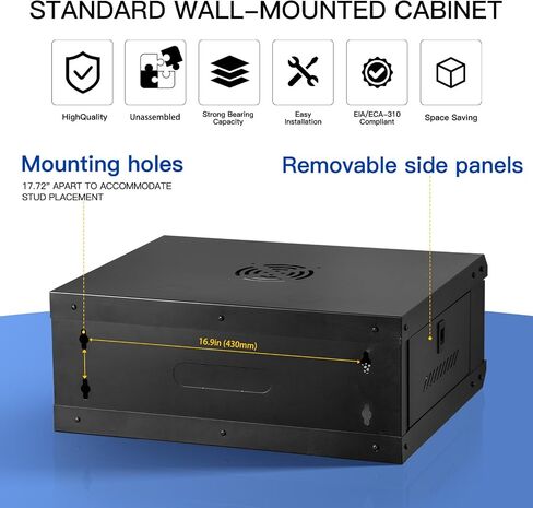 Server Rack Enclosure with Glass Door Black, Locks, & Removable Side Panels - Wall Mount IT Network Cabinet 19 Inch Rack 17.7 Inches Deep, Green, 4U in Saudi Arabia