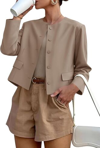 بيل جرس Cicy Womens Balloon Long Sleeve Blazer Brazer Bustlarless Button Button Down Suit Business Discal Fall Wear Outerwear in Saudi Arabia