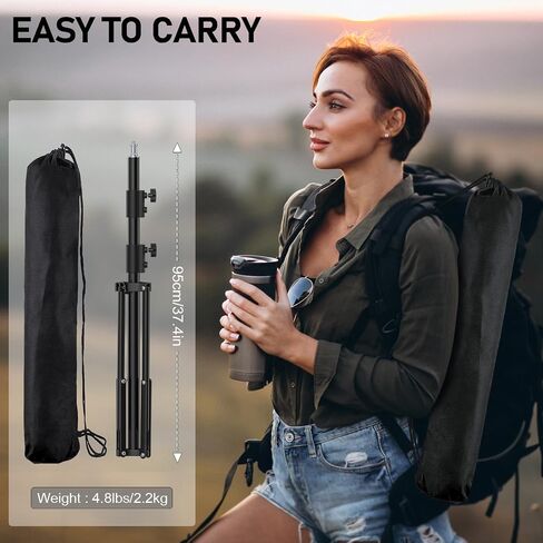 Photography Light Stand, 110"/9.2ft/280cm Portable Reverse Folding Tripod with Travel Bag Aluminum Heavy Duty for Camera,Video,Softboxes,Umbrell,Wedding Outdoor Video Shooting （2 Pack） in Saudi Arabia