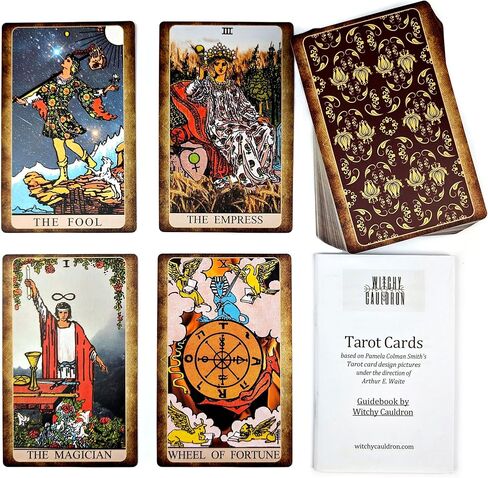 Witchy Cauldron Mini Tarot Cards Deck – Pocket Rider Waite Oracle to Go Kit with Guidebook | Mini Tarot Deck for Beginners in Kuwait