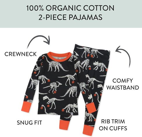 HonestBaby unisex-baby Celebration 2-piece Pajamas Sleepwear Pjs 100% Organic Cotton for Baby, Toddler, Kids in Saudi Arabia