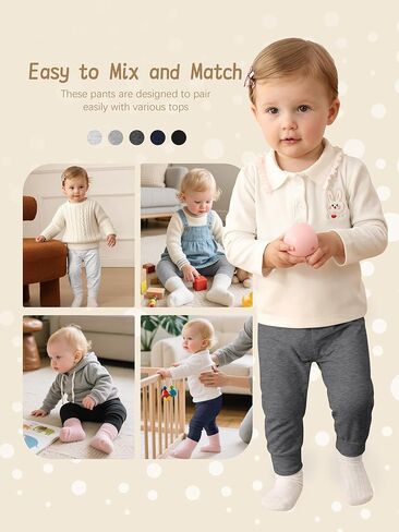 5 قطع من سراويل الأطفال للجنسين 0-24 شهرًا، سراويل قطنية للأطفال الأولاد والبنات قابلة للسحب للأولاد والبنات، متعددة الألوان in Kuwait