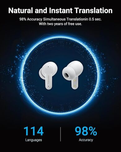 Translation Earbuds Real Time for 144 Languages, AI Translator Earbuds for iPhone and Android, 3-in-1 Translation Headphones Translating Earbuds for Travel Business Learning in Kuwait