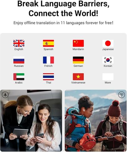 Translation Earbuds Real Time for 144 Languages, AI Translator Earbuds for iPhone and Android, 3-in-1 Translation Headphones Translating Earbuds for Travel Business Learning in Kuwait