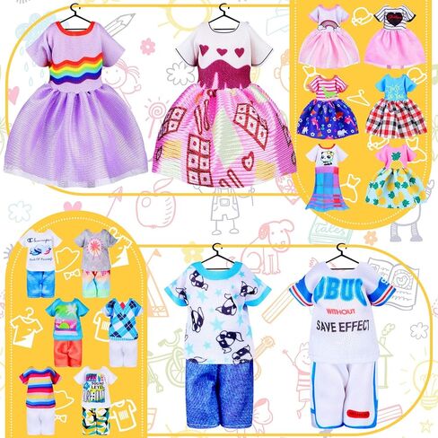 16 PCS Girl Doll Clothes ملابس جميلة ملابس دمية صغيرة 6 بوصة دمى ملحقات للأطفال ملابس عيد ميلاد (فتيات لطيفات) in Kuwait