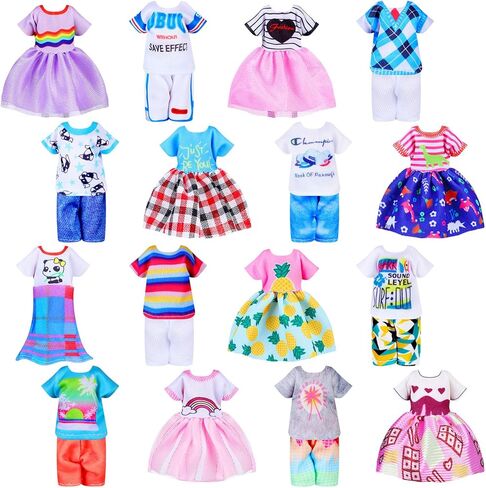 16 PCS Girl Doll Clothes ملابس جميلة ملابس دمية صغيرة 6 بوصة دمى ملحقات للأطفال ملابس عيد ميلاد (فتيات لطيفات) in Kuwait