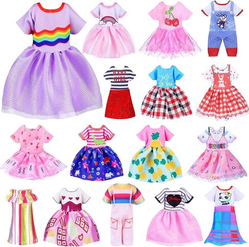 16 Pcs Girl Doll Clothes Lovely Outfits Mini Doll Clothes 6 Inch Dolls Accessories for Kids Birthday Outfit (Cute Girls) in Kuwait