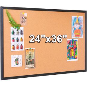Cork Bulletin Board, 36'' X 24'', Wood Framed Corkboard, Cork Board for Home, School and Office, Decorative Push Pin Board with 20 Push pins in Saudi Arabia