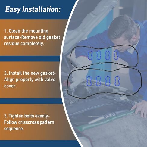 Valve Cover Gasket Set for Honda Accord, Civic, CR-V, Element, Crosstour, Acura CSX, ILX, RDX, RSX, TSX - 2.0L, 2.3L, 2.4L Engines 2002-2015 -OE# VS50614R, 12341-R40-A00 in Kuwait