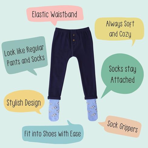 Pippy Pants Pull On Pants and Socks Attached Combined Joggers Footed Footie Pants Pair Baby Toddler in Saudi Arabia