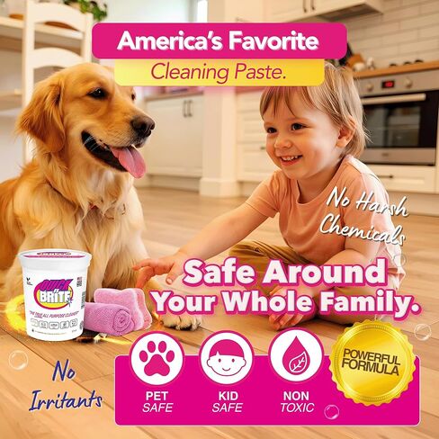 Quick 'n Brite All Purpose Cleaning Paste – Miracle Cleaner for Tough Stains, Biodegradable, Non-Toxic, Pet-Safe, Multi-Surface Stain Remover, Made in USA, 12 Oz in Kuwait