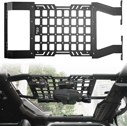 JOYTUTUS Overhead Molle Panel Compatible with Wrangler JK 2007-2018(Only for Hard Top), Wrangler Cargo Roof Rack Storage, No Drilling in Saudi Arabia