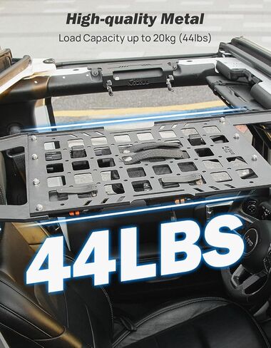 JOYTUTUS Overhead Molle Panel Compatible with Wrangler JK 2007-2018(Only for Hard Top), Wrangler Cargo Roof Rack Storage, No Drilling in Saudi Arabia
