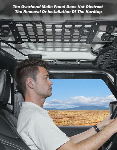 JOYTUTUS Overhead Molle Panel Compatible with Wrangler JK 2007-2018(Only for Hard Top), Wrangler Cargo Roof Rack Storage, No Drilling in Saudi Arabia