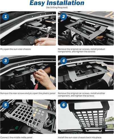 JOYTUTUS Overhead Molle Panel Compatible with Wrangler JK 2007-2018(Only for Hard Top), Wrangler Cargo Roof Rack Storage, No Drilling in Saudi Arabia