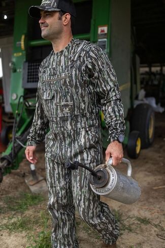 realtree Men Men's Camo Hunting Cotton Bib saps ، وزرة مسيرة مموهة غير معزولة طوال الموسم للأنشطة الخارجية in Saudi Arabia