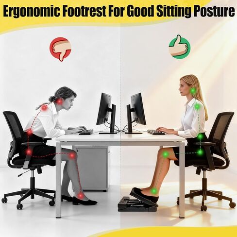 Foot Rest for Under Desk at Work Adjustable Foot Stool with Removable Pad Massage Beads, Height and Angle Adjustment Foldable Footrest for Office, Gaming, Chair (Black Plus) in Saudi Arabia