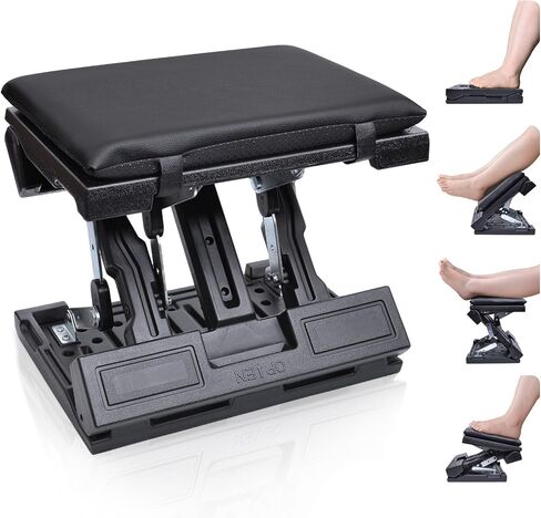 Foot Rest for Under Desk at Work Adjustable Foot Stool with Removable Pad Massage Beads, Height and Angle Adjustment Foldable Footrest for Office, Gaming, Chair (Black Plus) in Saudi Arabia