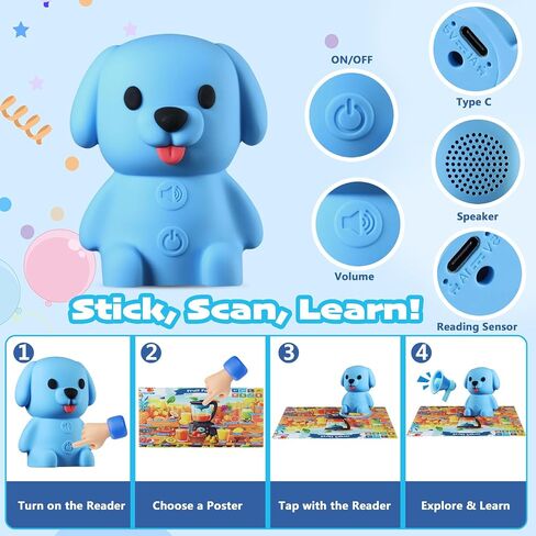 Talking Pen with Flash Cards Hooked on Phonics, Interactive Dinosaur Learning Reader-Electronic Sensory Toys for Kids with Autism, Audio Sound Recognition Early Educational Gift for Toddlers Ages 3-6 in Saudi Arabia